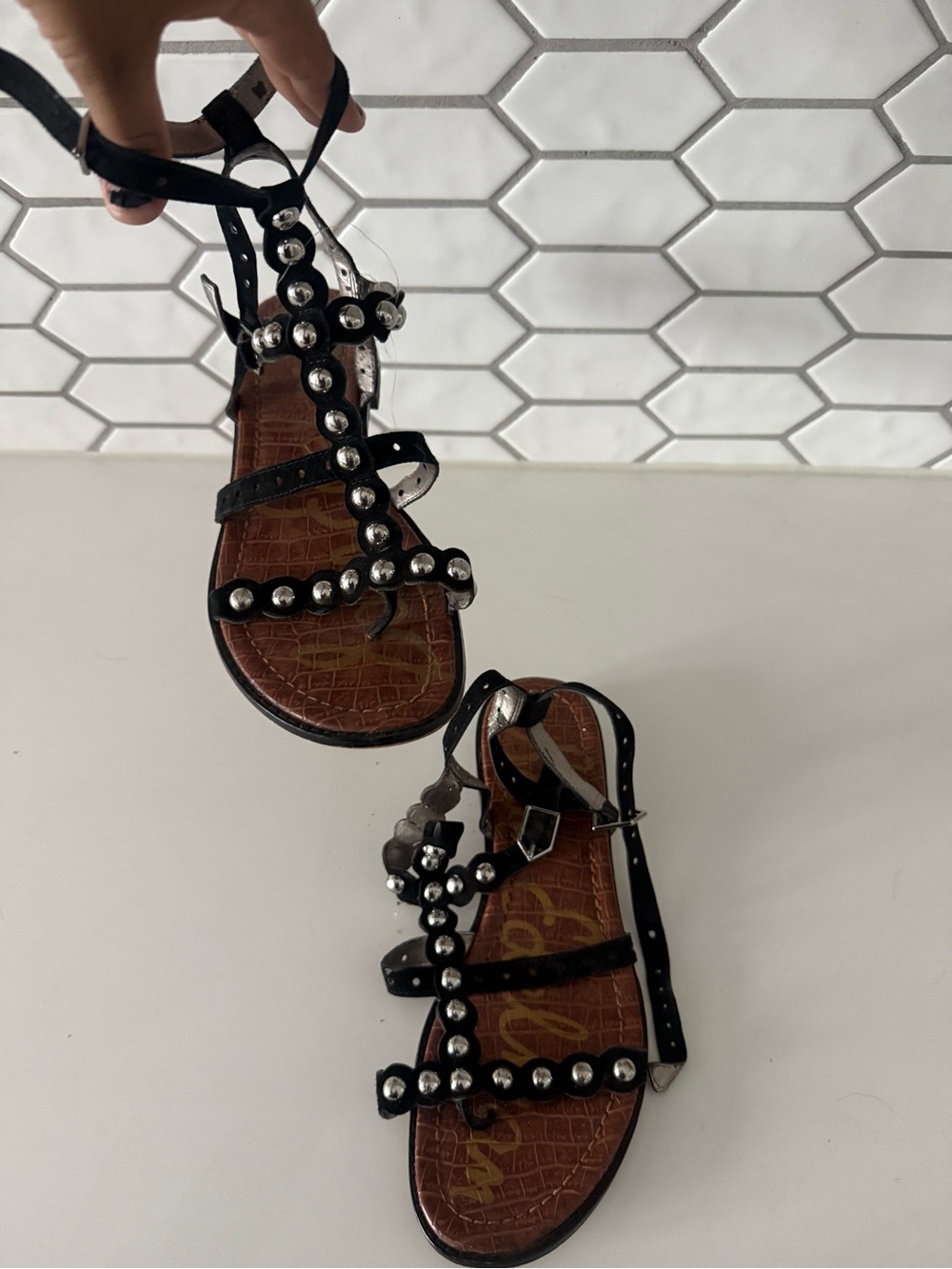 Sam Edelman Black Studded Gladiator Sandals